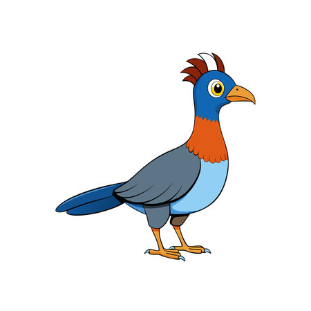 Cartoon illustration of colorful bird with detailed outline styleのイラスト素材