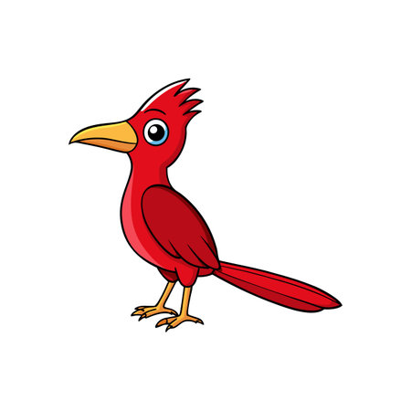 Cartoon Red Bird Illustration Isolated on White Backgroundのイラスト素材