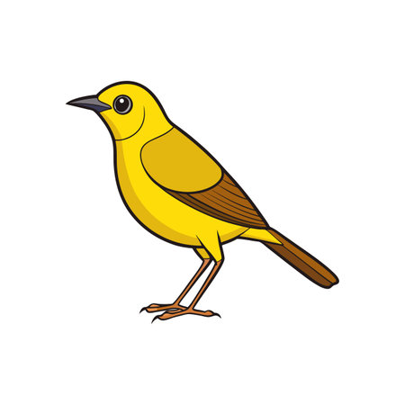 Cartoon illustration of a yellow bird standing isolatedのイラスト素材