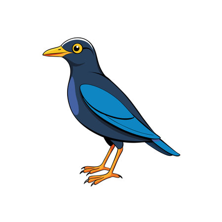 Cartoon illustration of a colorful bird standing with confidenceのイラスト素材