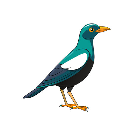 Cartoon illustration of a colorful tropical bird standing uprightのイラスト素材