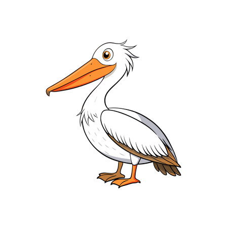 Cute cartoon pelican illustration on a clean white backgroundのイラスト素材