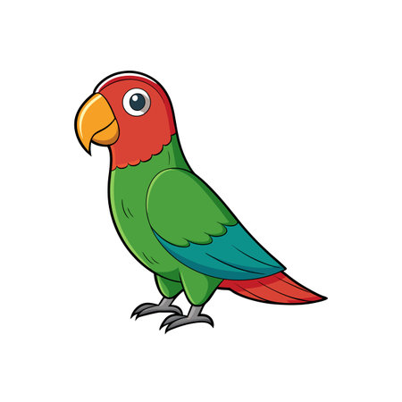 Cartoon lovebird illustration with vibrant colors and bold lines