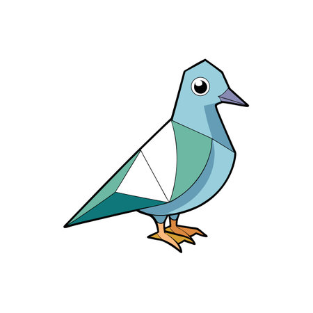 Geometric pigeon illustration, clean design on white backgroundのイラスト素材
