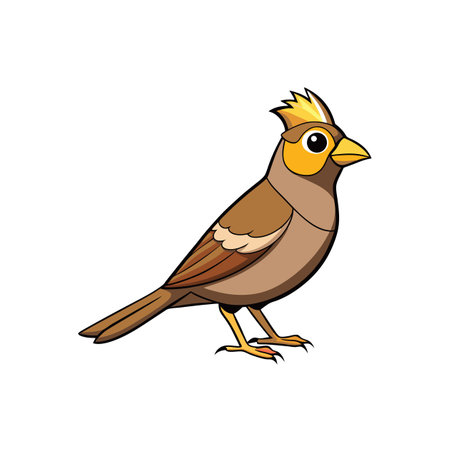 Cartoon bird illustration on a white background standing stillのイラスト素材