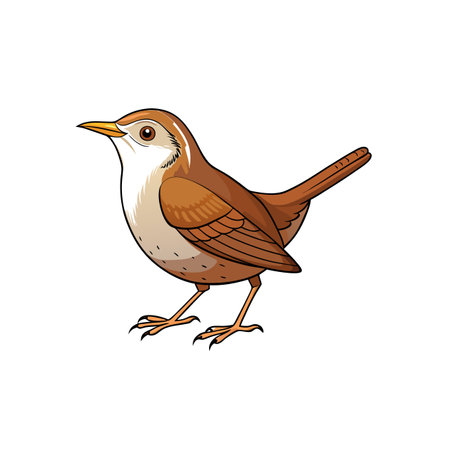 Cartoon illustration of a nightingale bird standing stillのイラスト素材