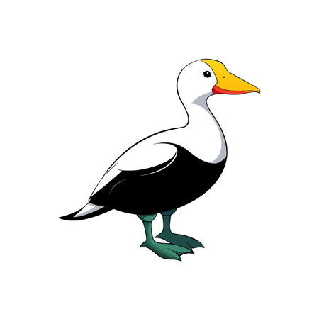 Empress Duck Illustration with Bold Outline on White Backgroundのイラスト素材