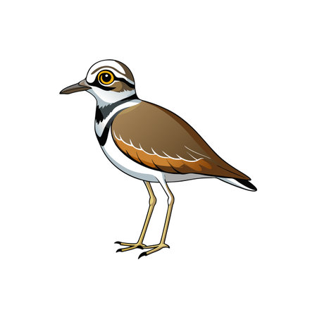 Stylized Killdeer bird illustration in cartoon style on whiteのイラスト素材