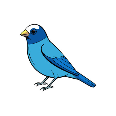 Cartoon Indigo Bunting illustration on a white backgroundのイラスト素材