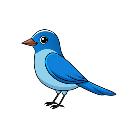 Cartoon illustration of a cute blue bird standingのイラスト素材
