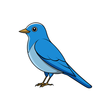 Cartoon bluebird illustration standing isolated on a white backgroundのイラスト素材