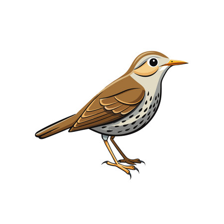 Cartoon thrush bird illustration in vector graphic styleのイラスト素材