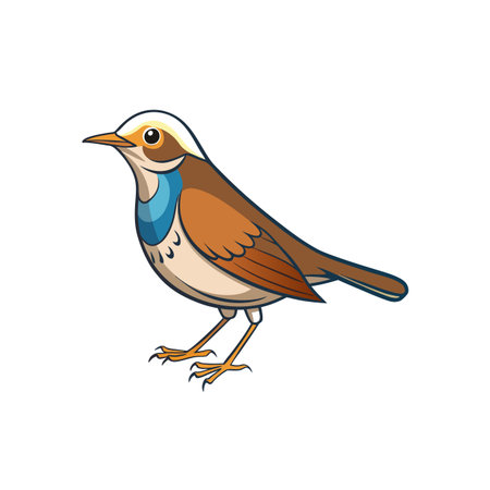 Cartoon illustration of a cute standing thrush birdのイラスト素材