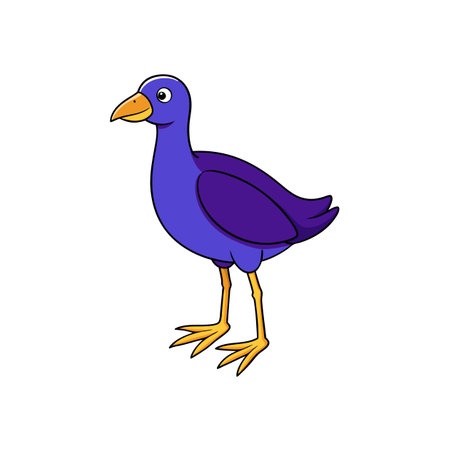Cartoon Pukeko Bird with Bright Colors on White Backgroundのイラスト素材