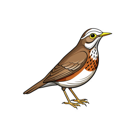 Illustration of a Redwing Bird in a Cartoon Styleのイラスト素材