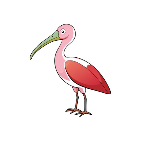 Cute cartoon scarlet ibis vector illustration on white backdropのイラスト素材