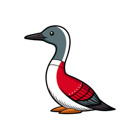 Cartoon illustration of a colorful loon on white backdropのイラスト素材