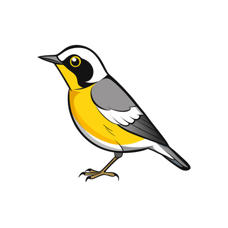 Yellow bird illustration featuring clean lines and bright colorsのイラスト素材