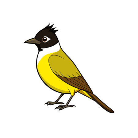 Cartoon illustration of yellow bird on white backgroundのイラスト素材