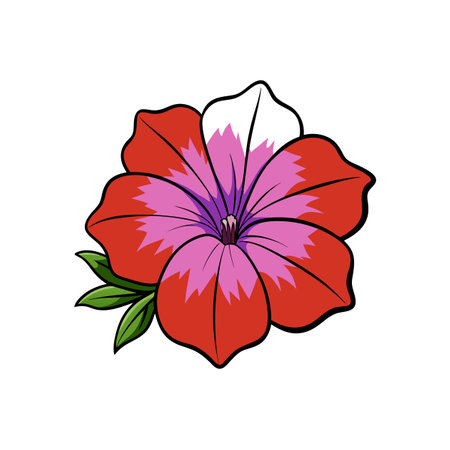 Vibrant cartoon flower with bold outlines and bright colorsのイラスト素材