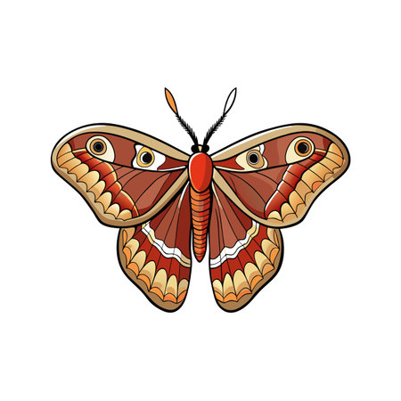 Illustrated stylized moth with eye spots on wingtipsのイラスト素材