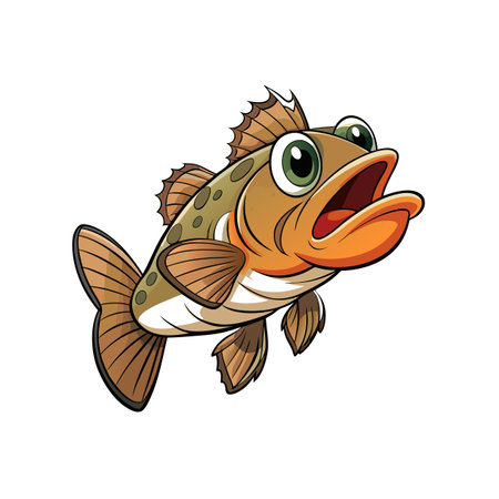 Cartoon fish with open mouth on white backgroundのイラスト素材