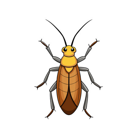 Cartoon cockroach illustration with detailed lines and bright colorsのイラスト素材