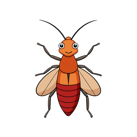 Cartoon cockroach illustration with smiling face on white backgroundのイラスト素材