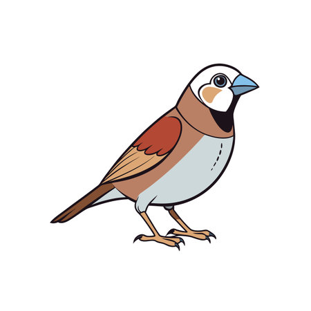 Cartoon illustration of a standing Eurasian tree sparrow birdのイラスト素材