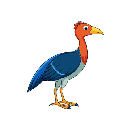 Cartoon bird illustration with long neck and yellow beakのイラスト素材