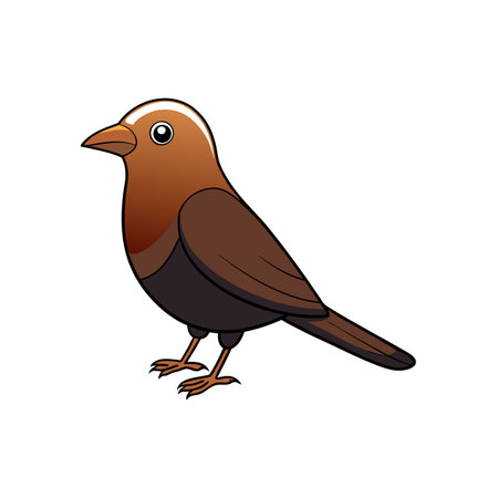 Cartoon bird with brown and tan feathers standing profileのイラスト素材