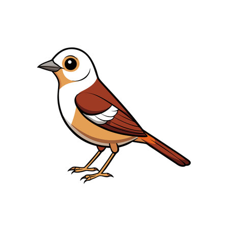 Cartoon bird illustration, orange and brown color palette, vector styleのイラスト素材
