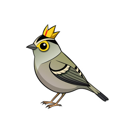 Cartoon crested bird with crown side view illustrationのイラスト素材