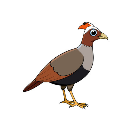 Cartoon partridge illustration with brown and orange plumage standingのイラスト素材