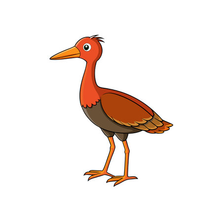 Cartoon heron illustration standing upright with an orange headのイラスト素材