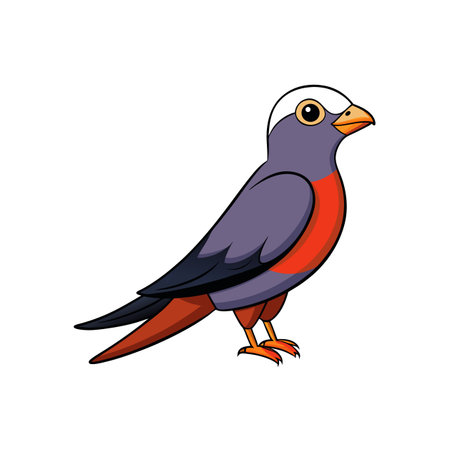 Cartoon Illustration of Exotic Bird With Colorful Plumageのイラスト素材