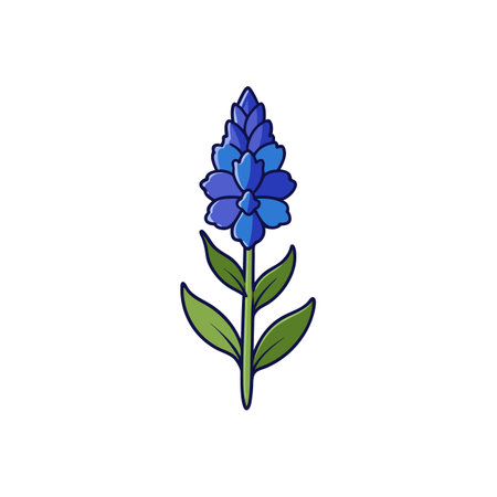 Single blue hyacinth flower illustration on white backgroundのイラスト素材