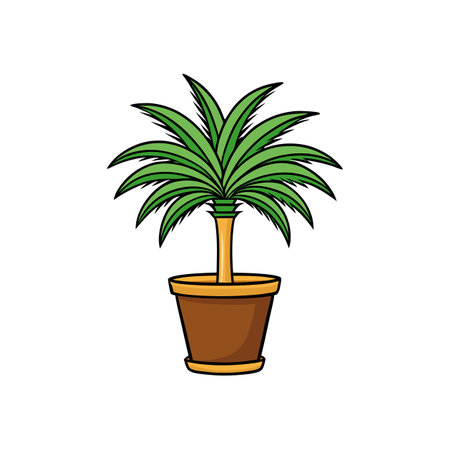 Cartoon illustration of a potted tropical palm plantのイラスト素材