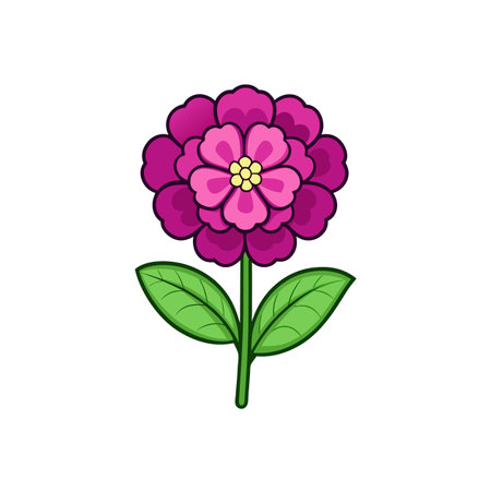 Cartoon style Zinnia flower illustration isolated on white backgroundのイラスト素材