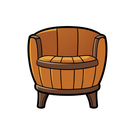 Cartoon style armchair graphic with orange and brown tonesのイラスト素材