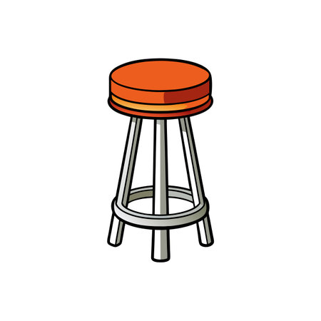 Modern cartoon bar stool featuring orange cushion seatのイラスト素材