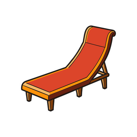 Cartoon illustration of an orange sun lounger against whiteのイラスト素材