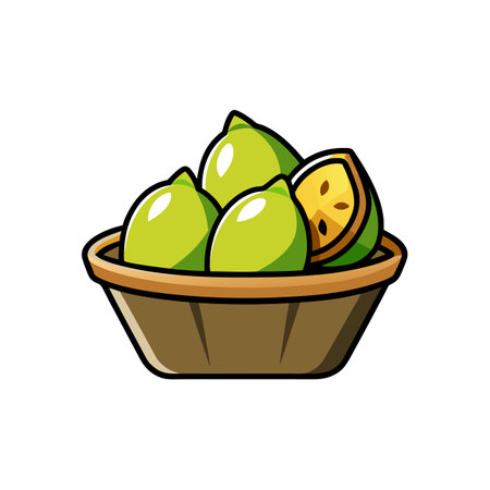 Cartoon Illustration of Limes in a Bowlのイラスト素材