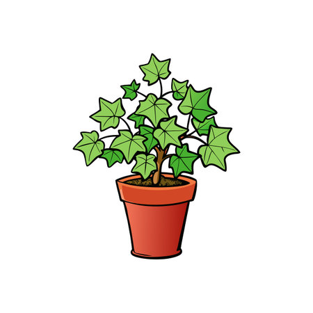 Cartoon potted ivy plant illustration on white backgroundのイラスト素材