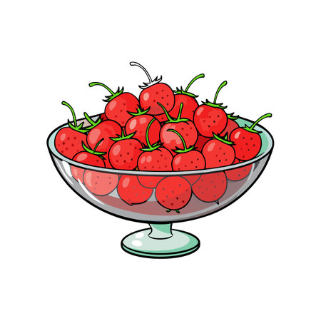 Bowl of red strawberries isolated on a white backgroundのイラスト素材