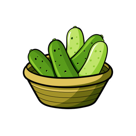 Cartoon basket of pickles on a white background vectorのイラスト素材