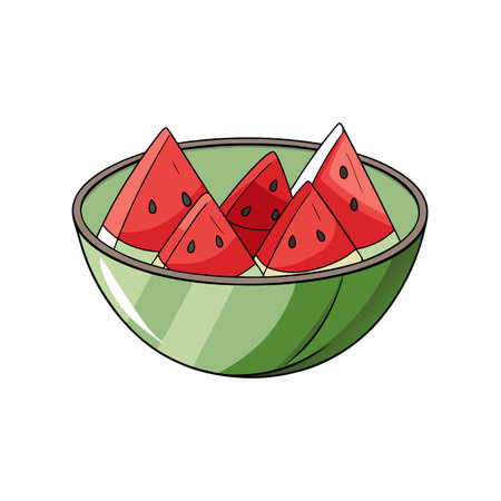Bowl of sliced watermelon pieces, summer, healthy treatのイラスト素材