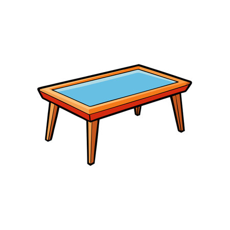 Cartoon coffee table furniture with blue surface design elementのイラスト素材