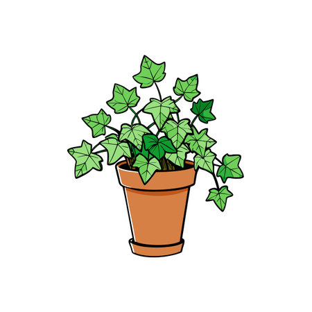 Ivy plant in brown pot on white background illustrationのイラスト素材