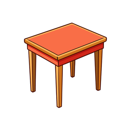 Isometric cartoon table with brown outlines and bright colorのイラスト素材